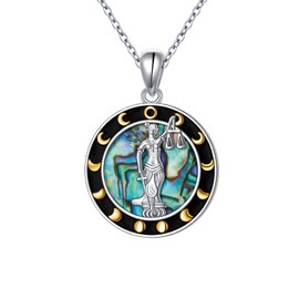FLYOW Lady Justice Pendant Necklace Sterling Silver Scales of Justice for Women Lawyer Necklace Law Student Graduation Gift