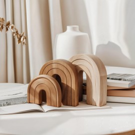 NOBULA Wooden Arch Decor - Accent for Living Room Decor, Office Shelf Decor & Entryway - Natural Wood Finish, Perfect for Table, Shelf, or Mantel Styling - Elegant Home Decor