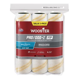 The Wooster Brush Company RR663-9 Pro Doo Z FTP Roller Cover 3/8-Inch Nap, 3-Pack , White
