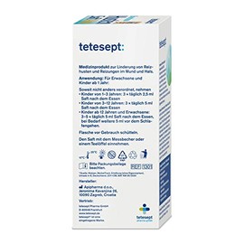 tetesept tetesept Bronchosan Husten Akut Saft – Erkältungsmittel bei trockenem Erkältungshusten – Wohltuend und beruhigend, 1 x 117g