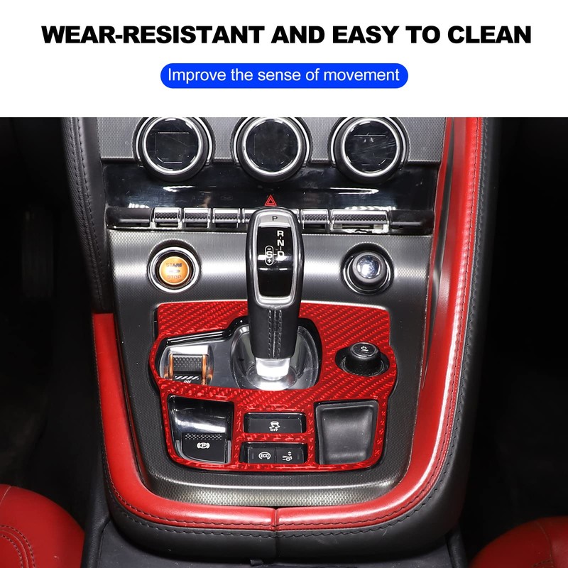 Daeiclru Real Carbon Fiber Car Interior Gear Shift Panel Trim