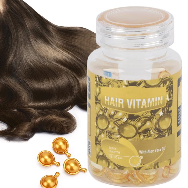 Capsules for Hair Care, Hair Treatment Serum, Improves Dryness and Frizz Effect, Hair Care, Vitamin Capsules, Moisturising, Anti-Frizz, Repair of Hair Damage, Essential (Yellow)