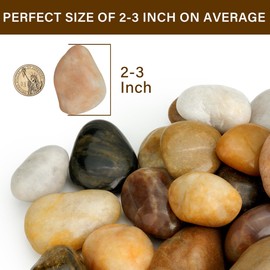 NUPICK 12lb River Rocks for Plants Indoor, 2-3Inch Mixed Pebbles for Vases Fillers, Decorative Gravel for Fish Tank, Natural Polished Stones for Succulent, Bonsai, Landscaping, Bird Baths