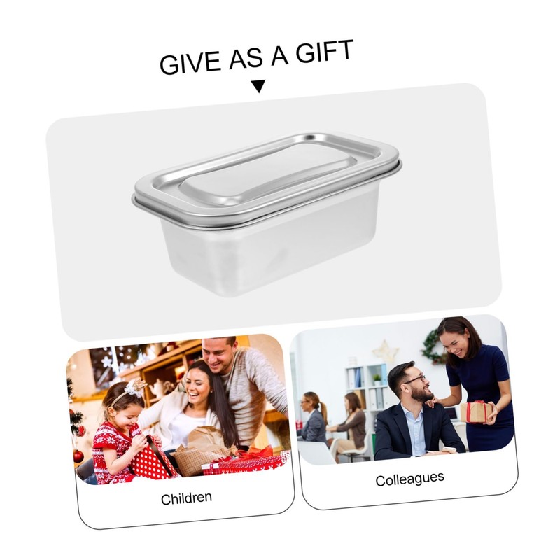 HOMSFOU Ice Cream Box, Stainless Steel Food Storage Container, 1.38L,