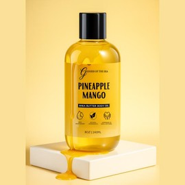 Shea Butter Body Oil – Deeply Nourishing, Lightweight Hydration with Almond Oil, Jojoba Oil & Vitamin E – Natural Moisturizer for Soft, Radiant Skin – 8oz:_Pineapple Mango