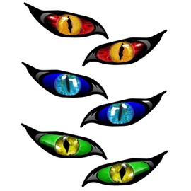 FDCGAS Car Motorcycle Sticker, 3 Pairs Motorcycle Sticker, Helmet Sticker, Eye Sticker, Evil Eyes with Iris Vinyl Drone Motorcycle Helmet Car Sticker 70 x 30 mm