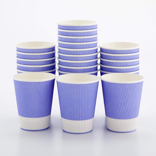 Insulated Paper Coffee Cups - Ripple Wall - Light Purple - 12 oz - 500ct Box - MATCHING LIDS SOLD SEPARATELY: RWA0360B, RWA0360W, RWA0328LG, RWA0328GR, RWA0328HP, RWA0283W, RWA0283B