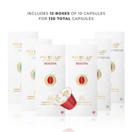 Piu Bello Coffee Pods Variety Pack - Nespresso Machine (Original) Compatible Capsules with 3 Intense Flavors, Dark Roast, Low Acidity - Rich & Balanced Taste - Kosher (3 Flavor Multipack 120 Count)