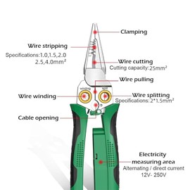 1 Pcs Wire Stripper Twister with Electricity Measurement Function 8in1 Wire Stripping Pliers for Cutting and Pulling Wires Cable Scissors for Scraping and Pressing Wires with Voltage Test