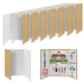 8 PCS Trifold Poster Board - 16" x 23" Small Tri Fold Display Board Hard & Thick White Presentation Cardboard for Science Fair, School Projects, Business Supply