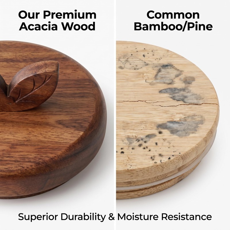 Glass Coffee Canister Set of 2 with Acacia Wood Lids
