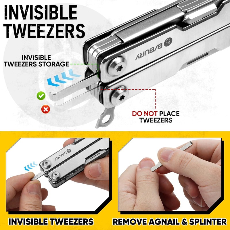 BIBURY Mini Multitool BI2052A, 8 in 1 Keychain EDC Scissors