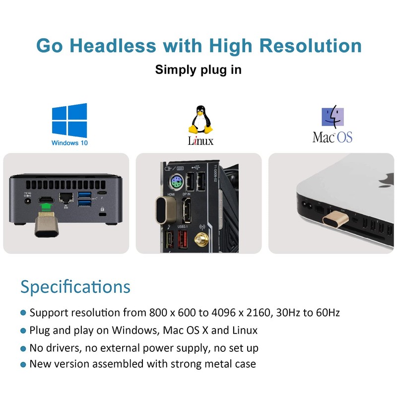 ADWITS 1 Pack HDMI Virtual Display HDMI Emulator HDMI Dummy