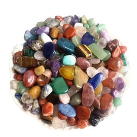 YOUNAIERZX 1.1lb Natural Mixed Healing Crystal Chips, Crushed Crystal Mixed Stone for Crafts (1.1lb, 5-9mm/0.19-0.35inch)