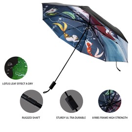 FUN LAVIE Travel Umbrella UV Umbrella Black Rubber Coating Folding Umbrella for Women Men, Black,