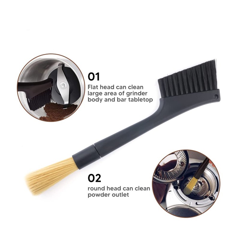 2 Pack Coffee Machine Cleaning Brush, Removable Dual Purpose Dusting