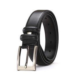 Men's Genuine Leather Dress Belt 3.3cm wide|Single Prong Buckle -Classic & Fashion for Work Business and Casual-Style AB-122 (Black, 37-40" Waist (125cm/49”Strap))