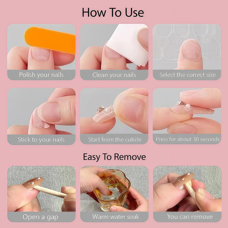 Almond Press on Nails Medium Fake Nails with Rose 3D