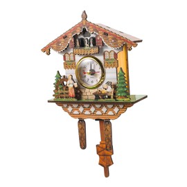Ciieeo Home Living Room Cuckoo Handcrafted Clock Cuckoo Clock Wall Clock with Moving Seesaw Cuckoo Sound Clocks Wall Clock Hanging Wooden Household Clock Metal Office Indoor