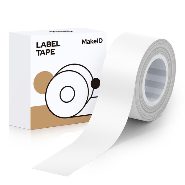 MakeID L1/Q1 Label Printer - Full Paper Label, Label Sticker, Genuine Thermal Roll Paper, Width 0.6 inch (16 mm) Length, 14.8 ft (4 m) Long for Handwriting, Price Tag, Mailing, Weight, Number, Compatible with Android/IOS (White)
