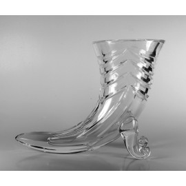 Barski - European Hand Made Cut Crystal - Horn Vase - 7.2" Height - 9.5" Long - Made in Europe