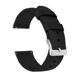BARTON WATCH BANDS 22mm Black - Two-piece Military Style Ballistic Nylon Watch Straps