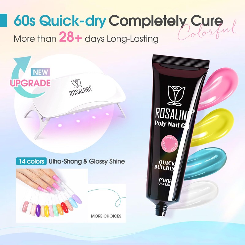 ROSALIND Poly Nail Gel Colors Kit -14 Colors +72 Nail