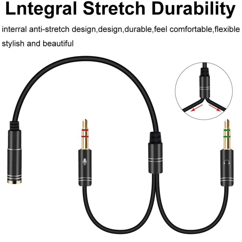 Generic 3.5mm Headset Adapter Splitter Jack Cable Separate Audio and