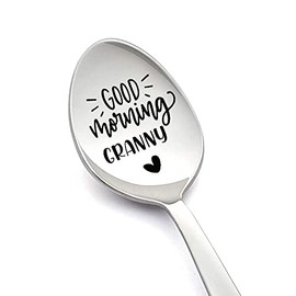 Nana Granny Gift for Grandma from Grandson Granddaughter Good Morning Granny Spoon for Grandmother Grandmom Christmas Birthday Gifts for Grandmama Grandmommy Nana Coffee Spoons
