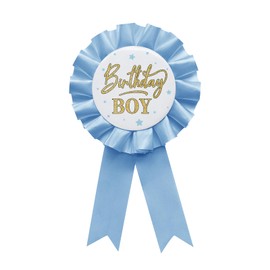 YHEZXUN Birthday Boy Tinplate Badge Pin Sky blue Satin Fabric Happy Birthday Themed Button Pin Party Decorations Award Ribbon Badge