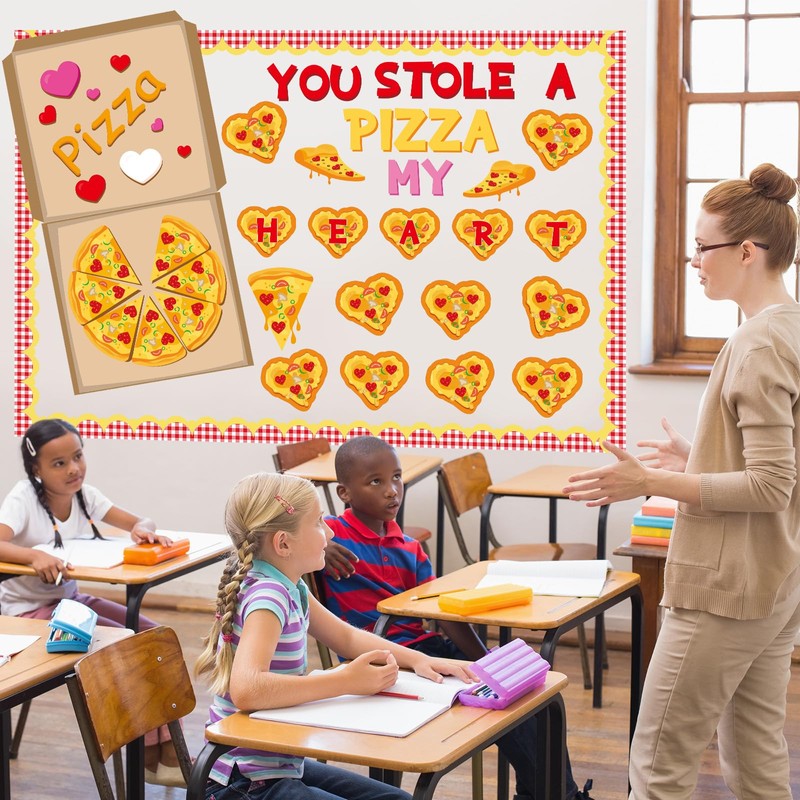 Epakh 44 Pcs Valentine's Day Bulletin Board Pizza Theme Classroom