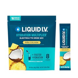 Liquid I.V. Liquid Iv Hydration Multiplier - Piña Colada - Paquetes De Polvo De Hidratación | Mezcla De Bebida De Electrolitos | Palo De Una Sola Porción Fácil De Abrir | No Transgénicos | 16 Palos