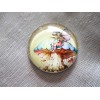 GLASS DOME PICT BUTTON - "MUSHROOM FAIRIES" MUSHROOM FAIRY SAT