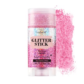 Luxfume Hair Glitter, Pink Glitter Stick for Hair and Body, Hair & Body Sparkle On-The-Go | Singer Concert Music Rave Festival-Ready Shimmer
