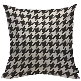 HOSNYE Houndstooth Pixel Throw Pillow Case Cushion Covers Black and White Fabric Cotton Linen for Couch Bed Sofa Car Waist 18 x 18 inch