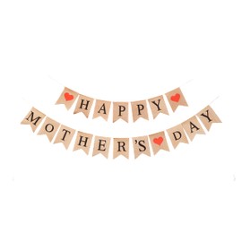 Mandala Crafts Burlap Happy Mothers Day Banner for Happy Mothers Day Decorations, Mothers Day Sign Decor for Mothers Day Party Decorations