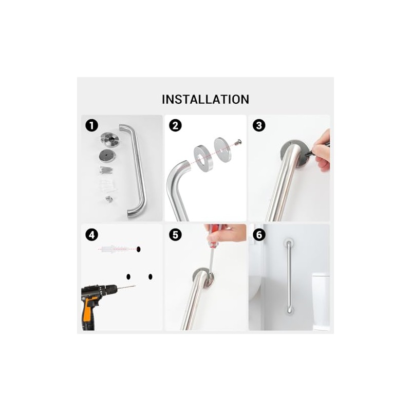 2 Pack Grab Bars for Wall Oil Brown, Safety Shower