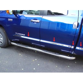 Made in USA! Compatible with 2007-2020 Toyota Tundra Double Cab Long Bed Body Side Molding 1.5" Wide 8PC
