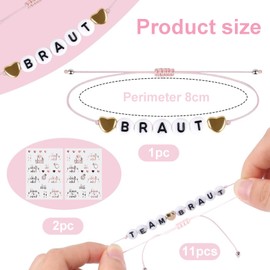 Jga Accessories Women, 12 Pieces Jga Bracelets, with 2 Pieces Stickers Made of Rose Gold, Hen Party Woman Accessories, Jga Decoration, Team Bride Bracelets for Dating, Wedding, Accompaniment Gift