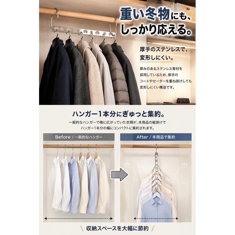 fogman Hanger, Horizontal and Vertical Stainless Steel, Space Saving, Storage
