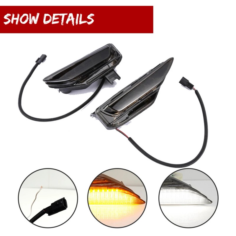 GTINTHEBOX LED White DRL Sequential Amber Turn Signal Lights For