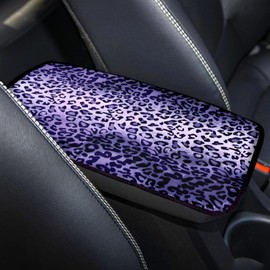 Darisoco Purple Leopard Car Center Console Cover Armrest Pad Cover Universal Car Arm Rest Seat Storage Box Mat Wear Resistant Non Slip Interior Accessories