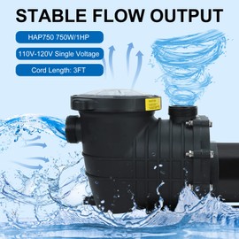 1.0 HP In/Above Ground Swimming Pool Pump, 110V 5220GPH Single Speed Pool Water Pumps lnground Above Ground with Filter Basket