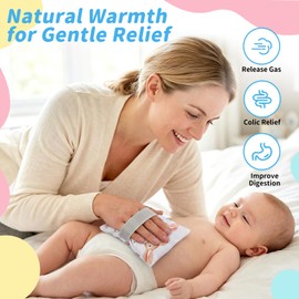 SUYIEYING Baby Gas and Colic Heating Pad, Flaxseed Microwaveable Tummy Warmer with Removable Washable Cover, Natural Belly Relief for Newborns and Infants, Helps Soothe Colic Discomfort(Rabbit)