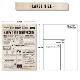 FANCYLUCKY Jumbo 15th Anniversary Card for Women Men, Large 15 Year Wedding Anniversary Decorations for Wife Husband, Crystal Wedding Anniversary Card for Him Her