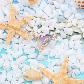 Dolphin Necklace Cute Marine Animals Necklace Colorful Dolphin Necklace Jewelry Ocean Sea Fish Necklace for Women Girls Gifts