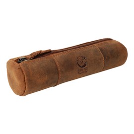 Leather Pencil Pouch - Zippered Pen Case for School, Work & Office by Rustic Town (Brown)