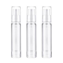 BlingKingdom 3pcs Empty Airless Pump Bottle Refillable Clear Travel Lotion Containers Vacuum Cosmetic Container Press Bottles for DIY Foundation, Gel, Essence, Lotion, Moisturiser (10Ml), 3.0 Count