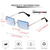 SDINM Blue Sunglasses for Women Men Rimless Rectangle Sun Glasses