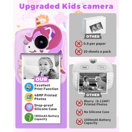 Kids Camera Instant Print,5 Rolls Kids Camera Print Paper Refill for Kids Instant Camera Print Photo Paper Kids Instant Print Camera